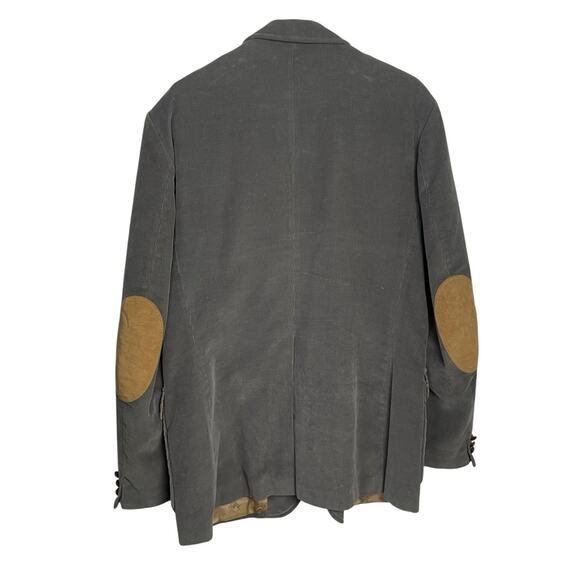 Vtg Mervyns Corduroy Blazer Mens 44L‎ Gray Pinwale 2 Button Suede Elbow Patch - Picture 3 of 16
